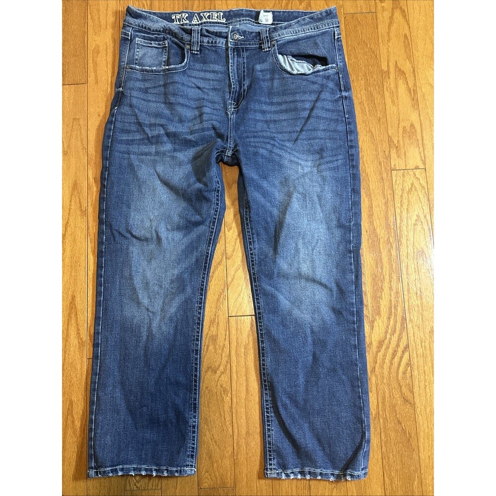 TK Axel Slim Boot Cut Jeans Thick Stitch Medium Blue Jeans Men's Size 40x30